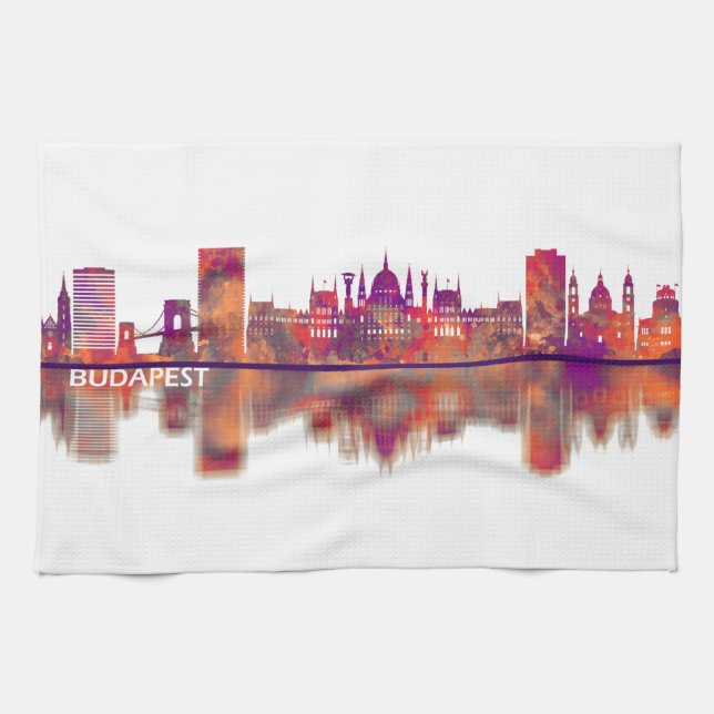Budapest Hungary Skyline Kitchen Towel (Horizontal)