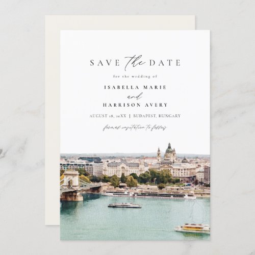 BUDAPEST HUNGARY Skyline Save the Date Invitation