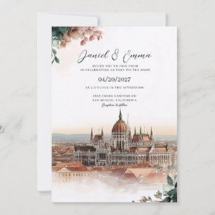 Budapest Hungary Skyline Wedding Invitation 