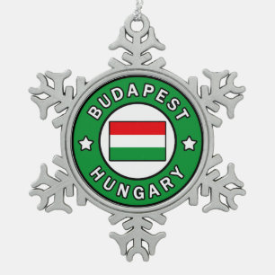 Budapest Hungary Snowflake Pewter Christmas Ornament