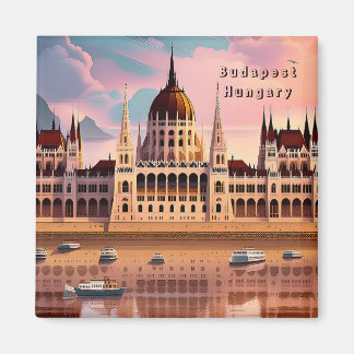 Budapest Hungary travel art vintage magnet