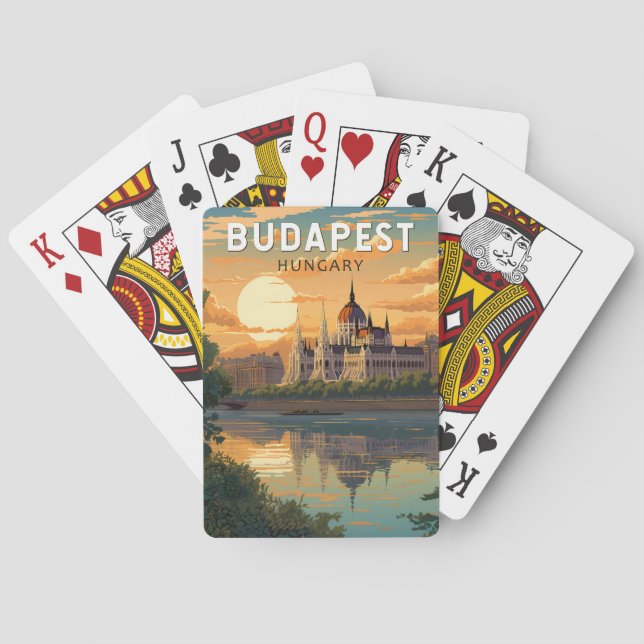 Budapest Hungary Travel Art Vintage Poker Cards (Back)
