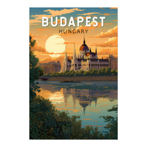 Budapest Hungary Travel Art Vintage Poster