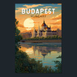 Budapest Hungary Travel Art Vintage Poster<br><div class="desc">Budapest retro vector travel design in an emblem style. Budapest,  Hungary’s capital,  is bisected by the River Danube. Its 19th-century Chain Bridge connects the hilly Buda district with flat Pest.</div>