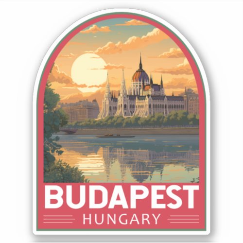 Budapest Hungary Travel Art Vintage Sticker