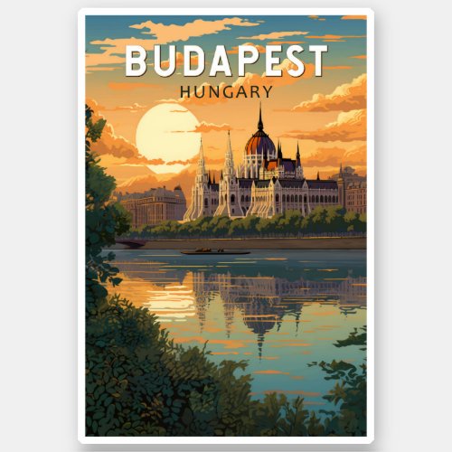 Budapest Hungary Travel Art Vintage Sticker