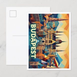 Budapest Hungary Travel artistic colorful Postcard