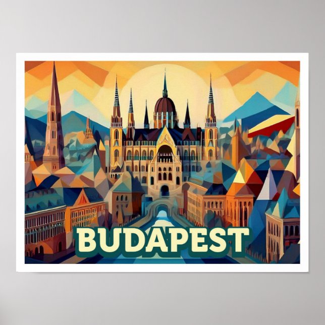 Budapest Hungary Travel artistic colorful Poster (Front)