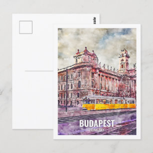 Budapest Hungary Travel Place Watercolor Postcard