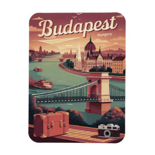 budapest hungary travel vintage elizabeth bridge magnet