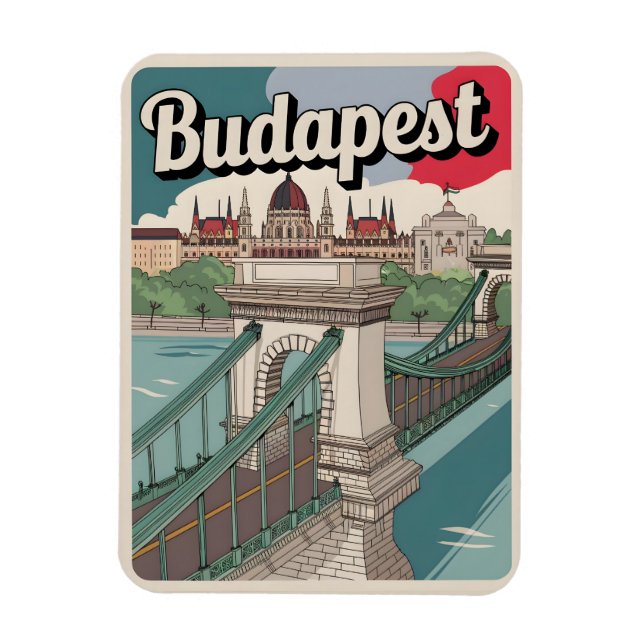 budapest hungary vintage elizabeth bridge Gifts Magnet (Vertical)