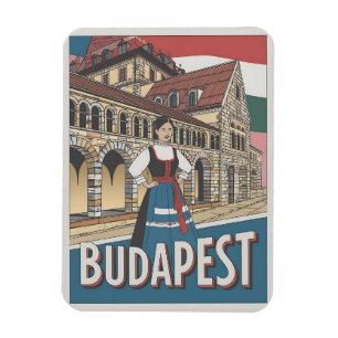 budapest hungary vintage local woman Gifts Magnet