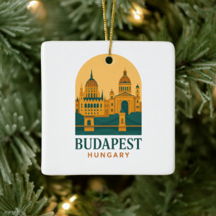 Budapest Hungary Vintage Travel Retro City Ceramic Ornament