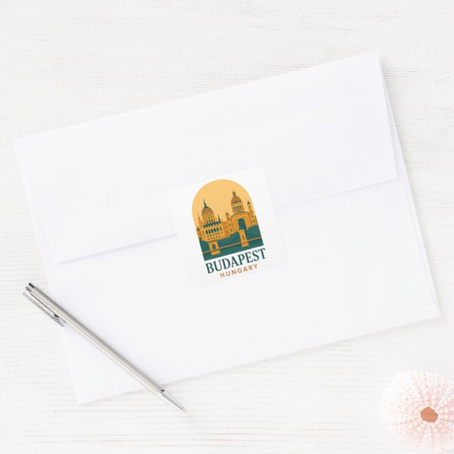 Budapest Hungary Vintage Travel Sticker – Retro  (Envelope)
