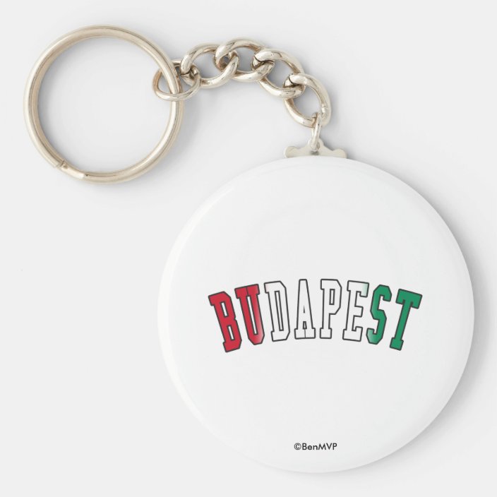 Budapest in Hungary National Flag Colors Keychain