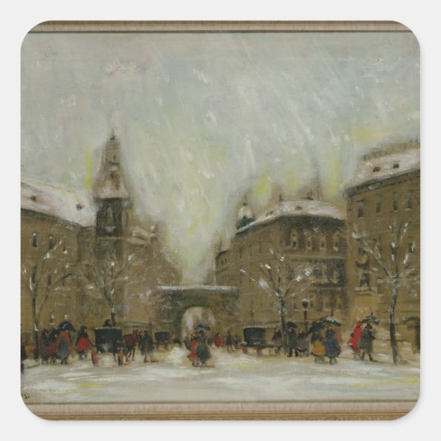 Budapest in the Snow Square Sticker (Front)