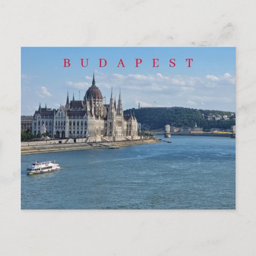 Budapest Parliament and river Danube view postcard