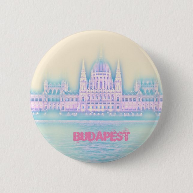 Budapest Parliament Building Hungary Button (Front)