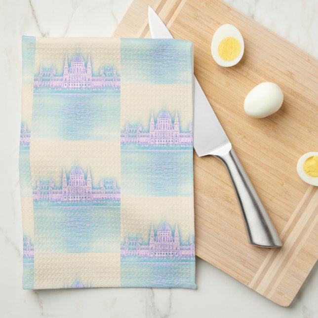 Budapest Parliament Building Hungary Pattern Kitchen Towel (Quarter Fold)