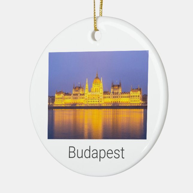 Budapest Parliament Panorama Hungary Holiday Ceramic Ornament (Left)