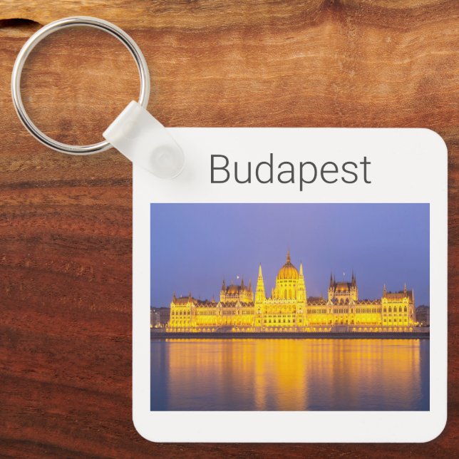 Budapest Parliament Panorama Hungary Holiday Keychain (Front)