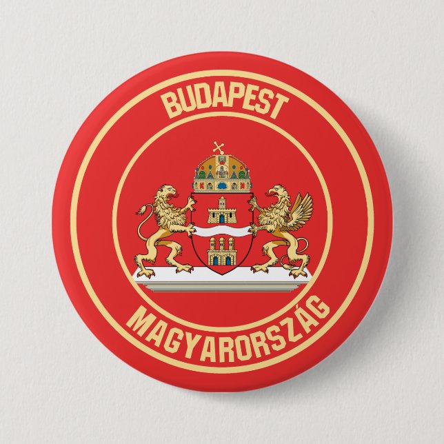Budapest Round Emblem Button (Front)