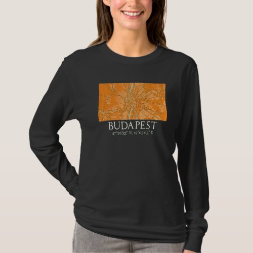 Budapest Street Map In Orange T_Shirt