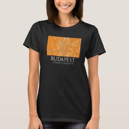 Budapest Street Map In Orange T_Shirt