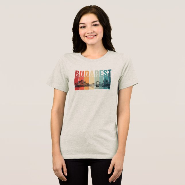 Budapest Text with Skyline Tri-Blend Shirt (Front Full)