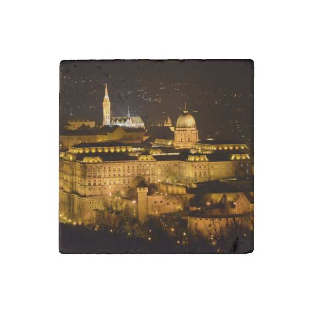 Budapest, The Royal Palace (Buda Castle) at night Stone Magnet (Front)