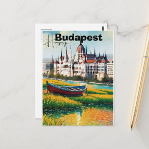 Budapest Travel Postcard Art, Hungary Travel Postc