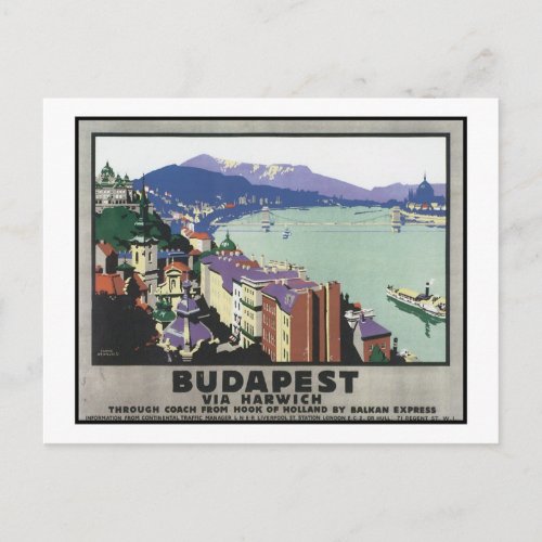 Budapest via Harwich Postcard