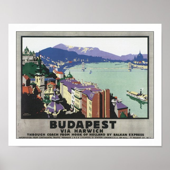Budapest via Harwich Poster (Front)