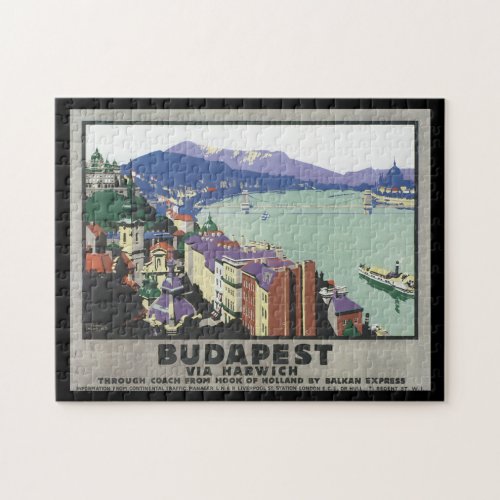 Budapest via Harwich_Vintage Travel Poster Jigsaw Puzzle