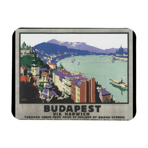 Budapest via Harwich_Vintage Travel Poster Magnet