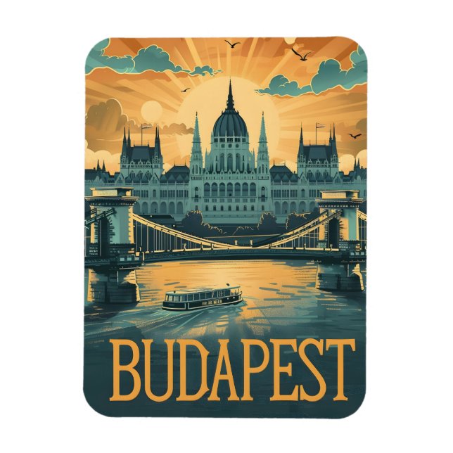 Budapest Vintage Art Magnet (Vertical)