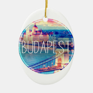 Budapest vintage, circle ceramic ornament