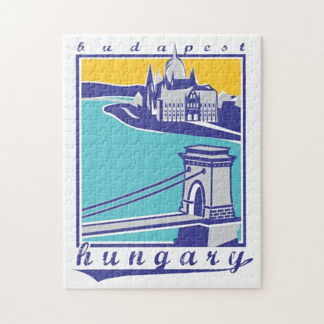 Budapest vintage Hungary Chain Bridge. Budapest Jigsaw Puzzle (Vertical)