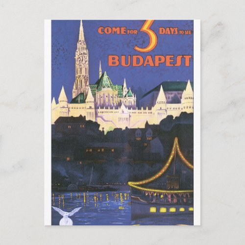 Budapest Vintage Travel Poster Postcard