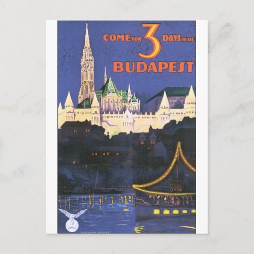 Budapest Vintage Travel Poster Postcard