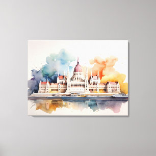 Budapest watercolor art canvas print