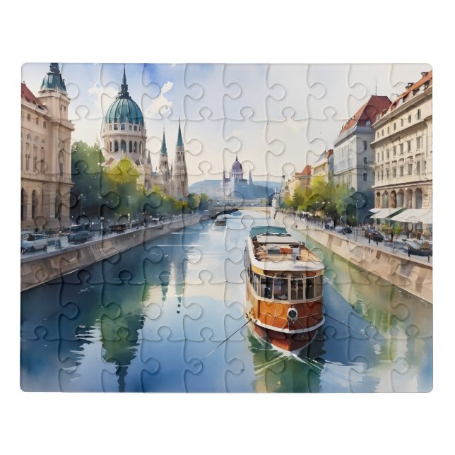 Budapest watercolor art jigsaw puzzle (Puzzle Horizontal)