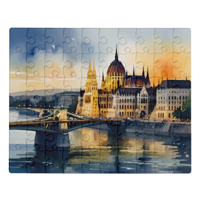 Budapest watercolor art jigsaw puzzle (Puzzle Horizontal)