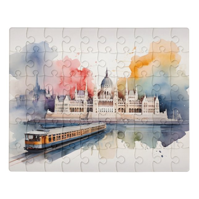 Budapest watercolor art jigsaw puzzle (Puzzle Horizontal)