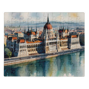 Budapest watercolor art jigsaw puzzle