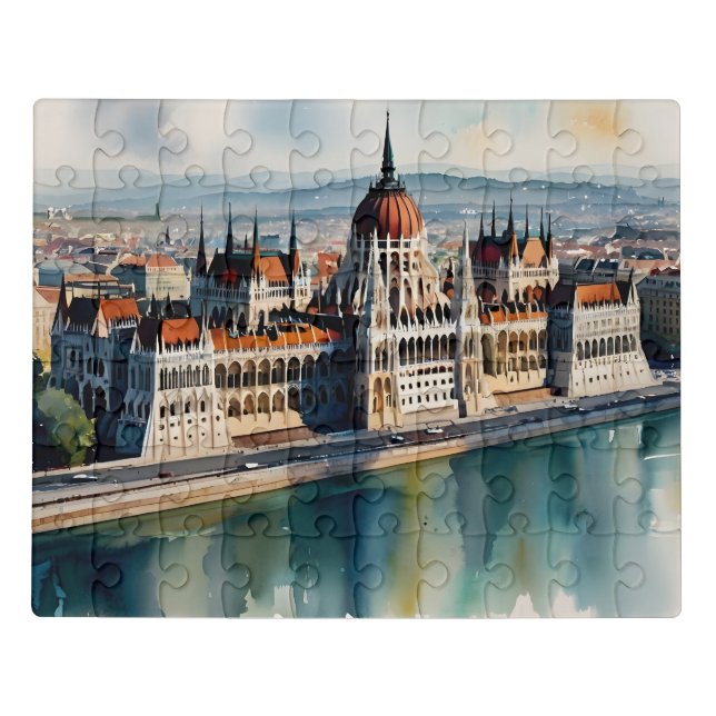 Budapest watercolor art jigsaw puzzle (Puzzle Horizontal)