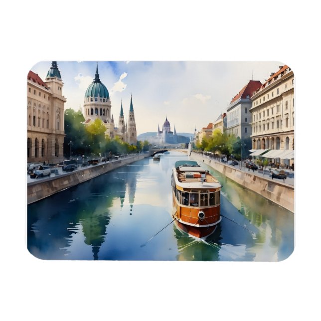 Budapest watercolor art magnet (Horizontal)