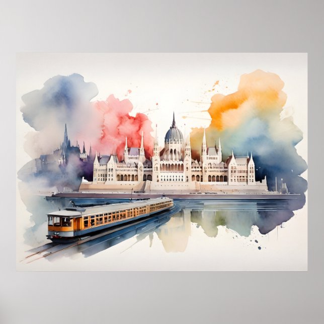 Budapest watercolor art poster (Front)
