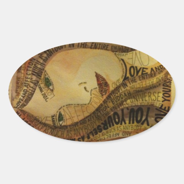 Buddah quote oval sticker (Front)
