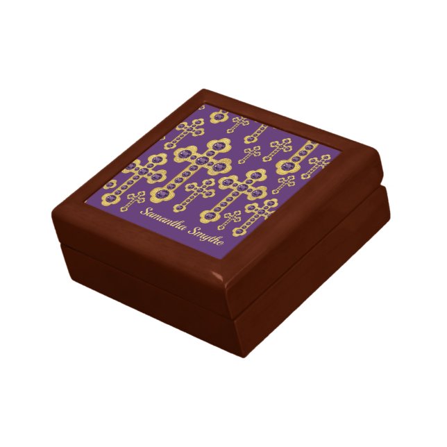 Budded Crosses with 12 Faux Amethysts - Gift Box (Side)